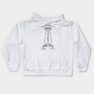 Tesla Coil Patent Black Kids Hoodie